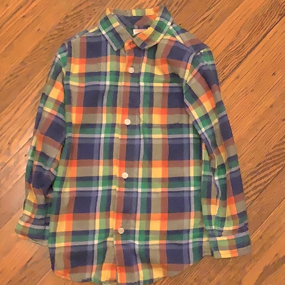 Gymboree Multicolor Plaid Cotton Flannel Button Down 5T